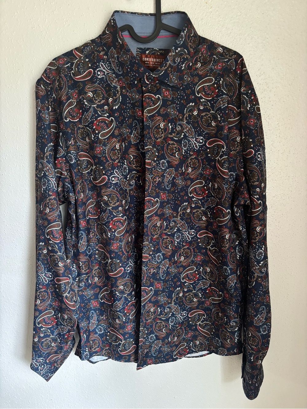 Consequence Men’s Blue/Multi-Colored Paisley Button-Up Shirt